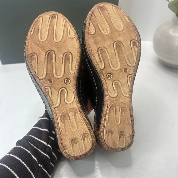 Spring Step Fusawedge Leather Slide Laser Cut Sandals Black Women's 9/EU40 NWB - Picture 8 of 11